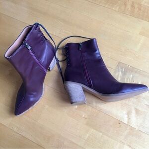 HOST PICK! Beast Fashion Side Zip, Lace Up Booties, Dark Cherry Red, 8.5